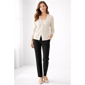 Talbots Womens Cream Sequin Embellished V Neck‎ Button Front Cardigan Sweater XL